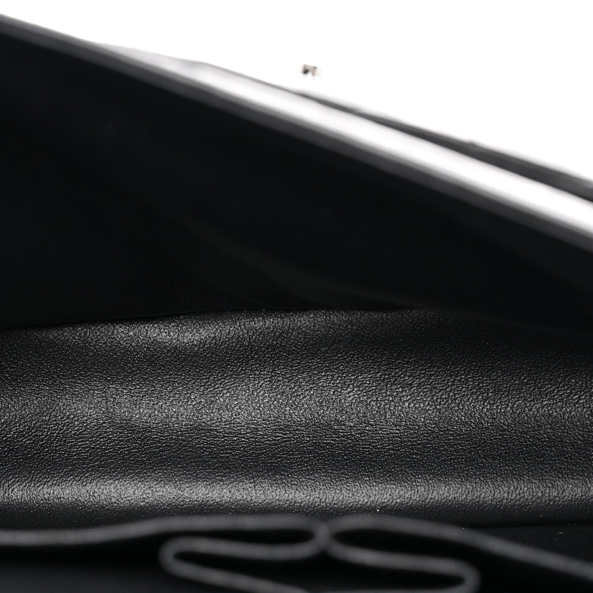 Shiny Crumpled Calfskin Quilted Medium Double Flap So Black At My store