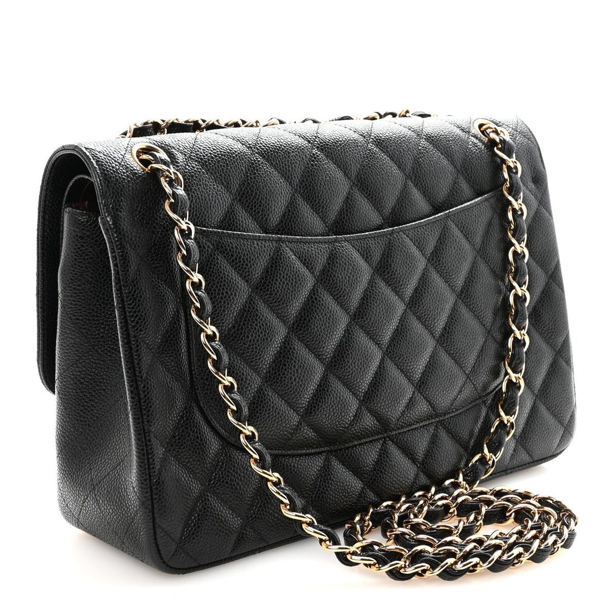 Caviar Quilted Jumbo Double Flap Black At My store