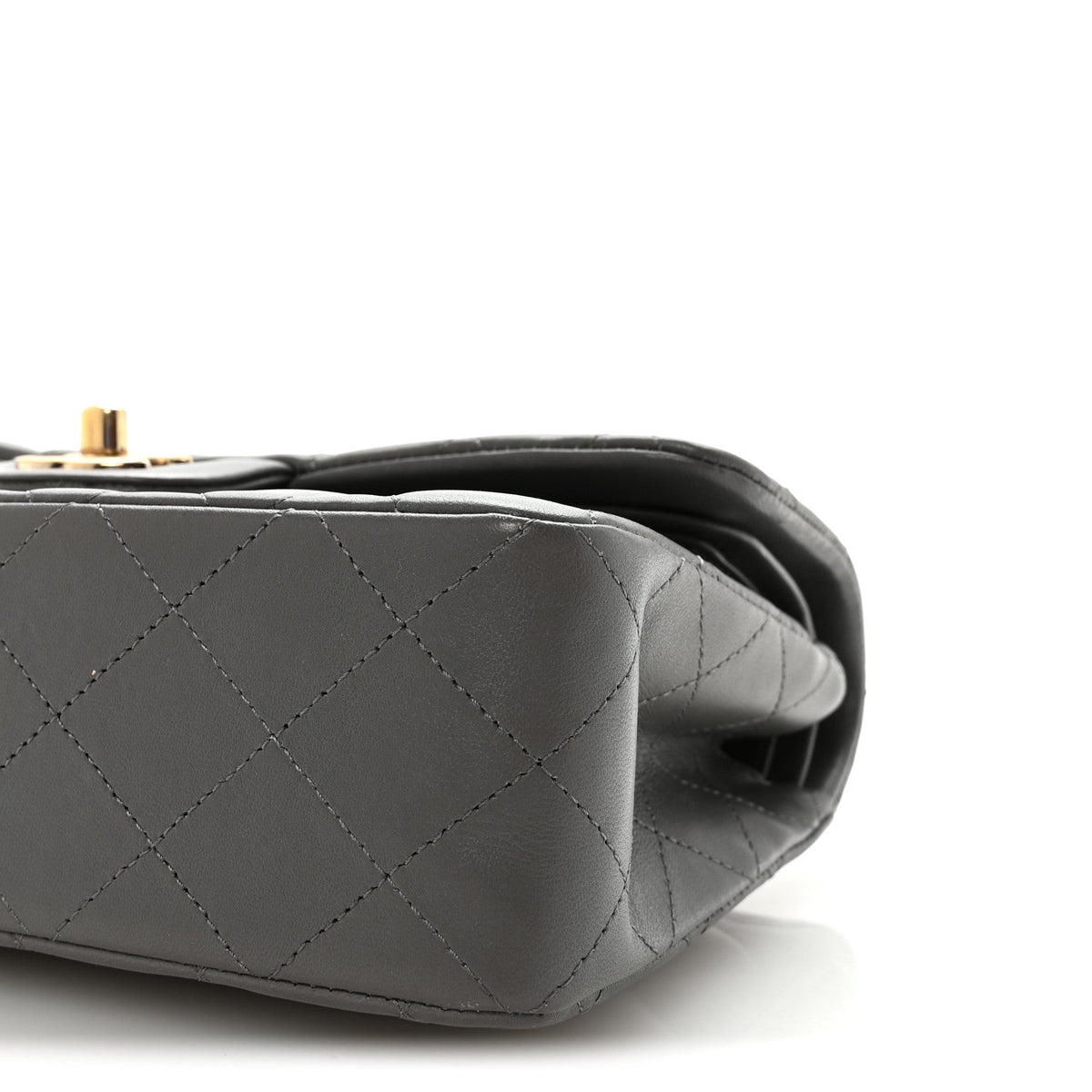 Lambskin Quilted Small Double Flap Grey At My store