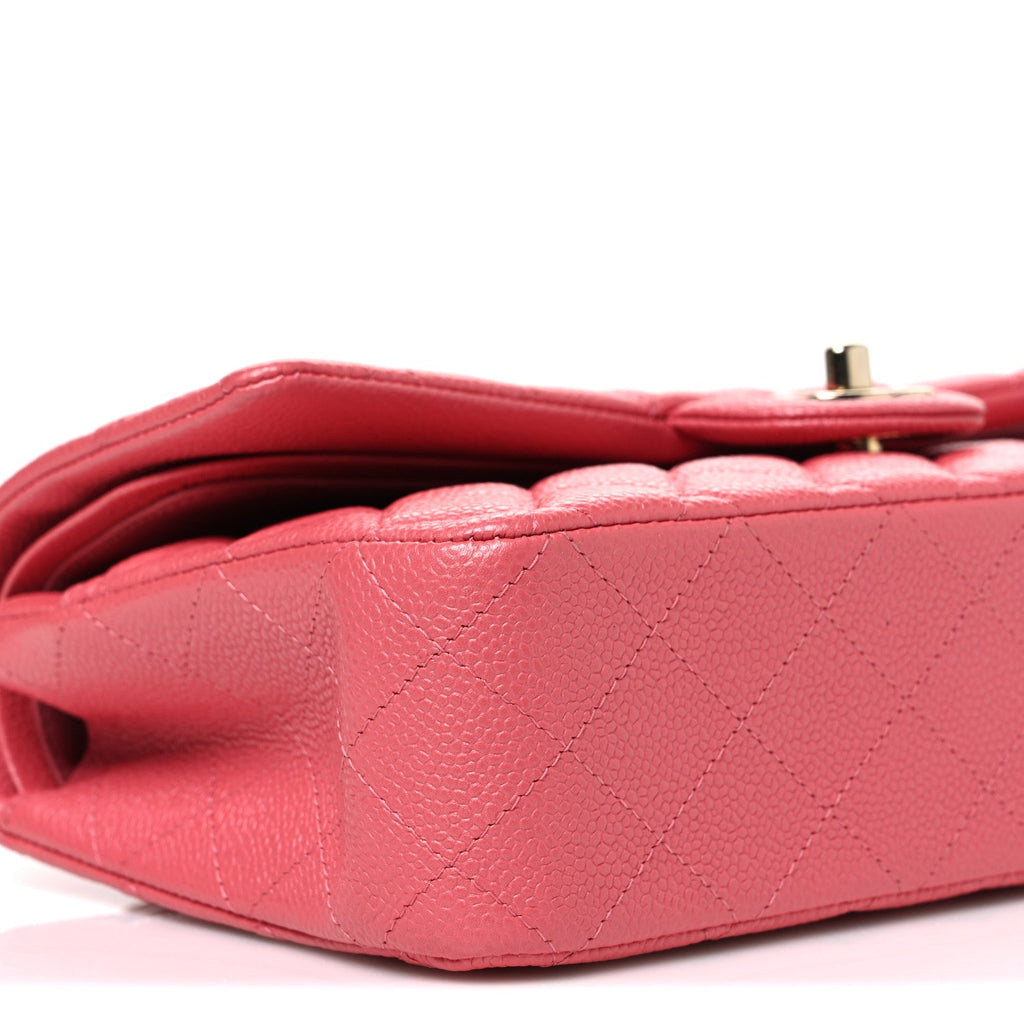 Caviar Quilted Medium Double Flap Pink At My store