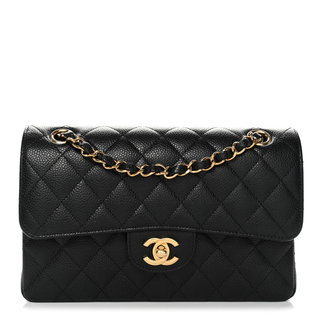 Caviar Quilted Small Double Flap Black At My store