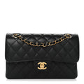 Caviar Quilted Small Double Flap Black At My store