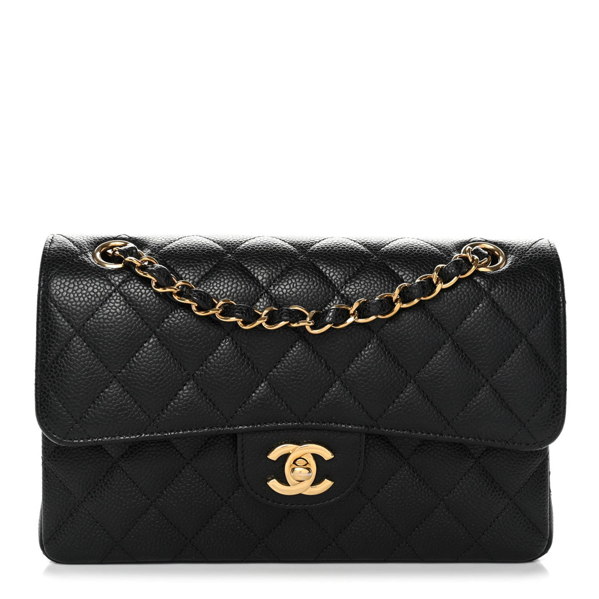 Caviar Quilted Small Double Flap Black At My store