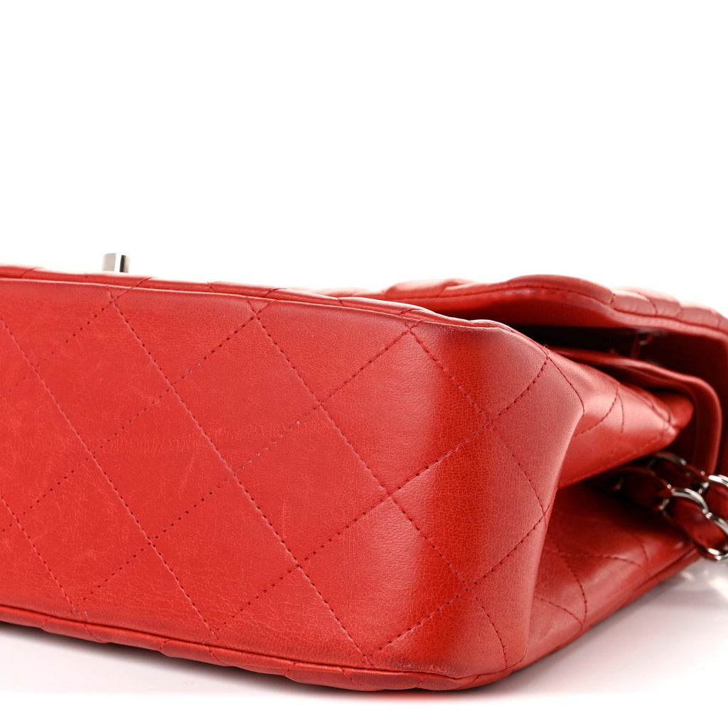 Lambskin Quilted Jumbo Double Flap Red At My store