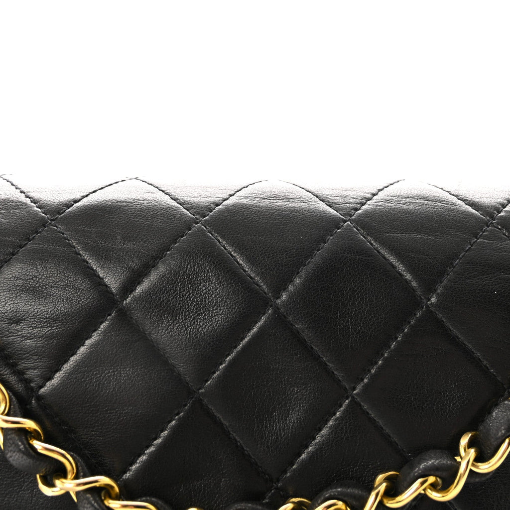 Lambskin Quilted Medium Double Flap Black At My store