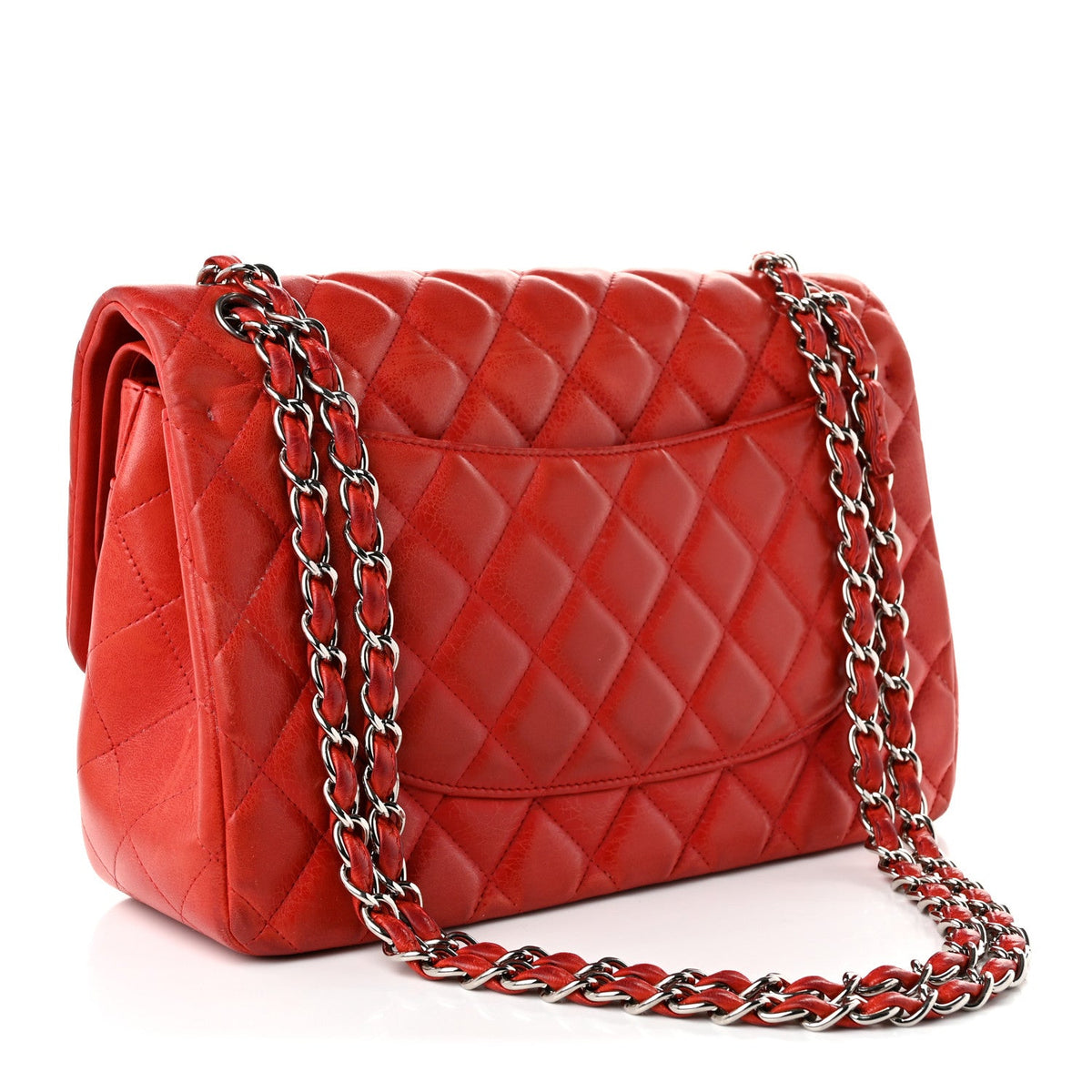 Lambskin Quilted Jumbo Double Flap Red At My store