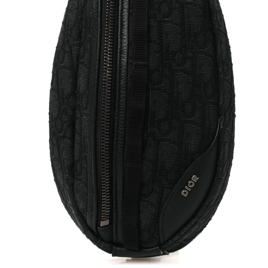 Grained Calfskin Oblique Scarab Sling Bag Black AT My store