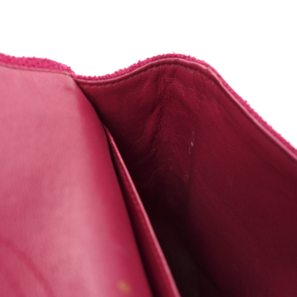 Tweed Quilted Medium Double Flap Fuchsia At My store