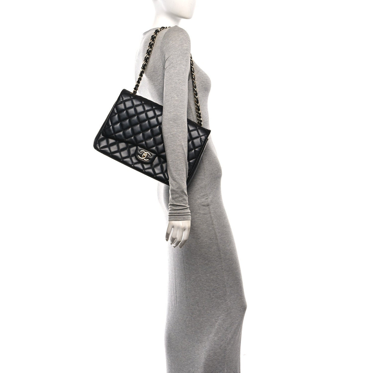 Lambskin Quilted Maxi Double Flap Black At My store