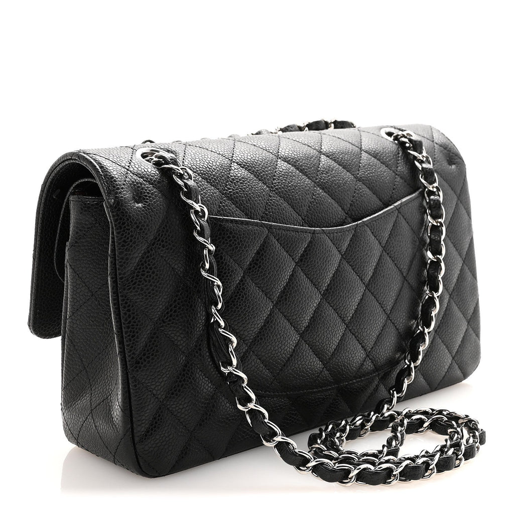 Caviar Quilted Medium Double Flap Black At My store