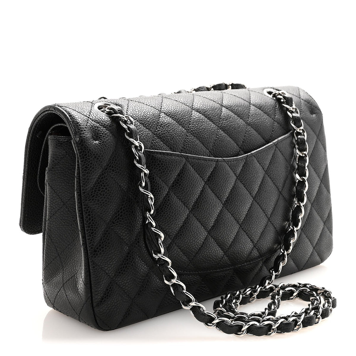 Caviar Quilted Medium Double Flap Black At My store