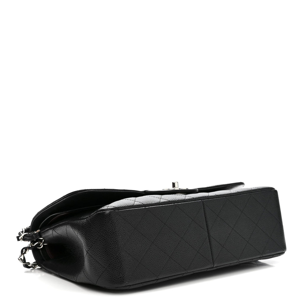 Caviar Quilted Jumbo Double Flap Black At My store