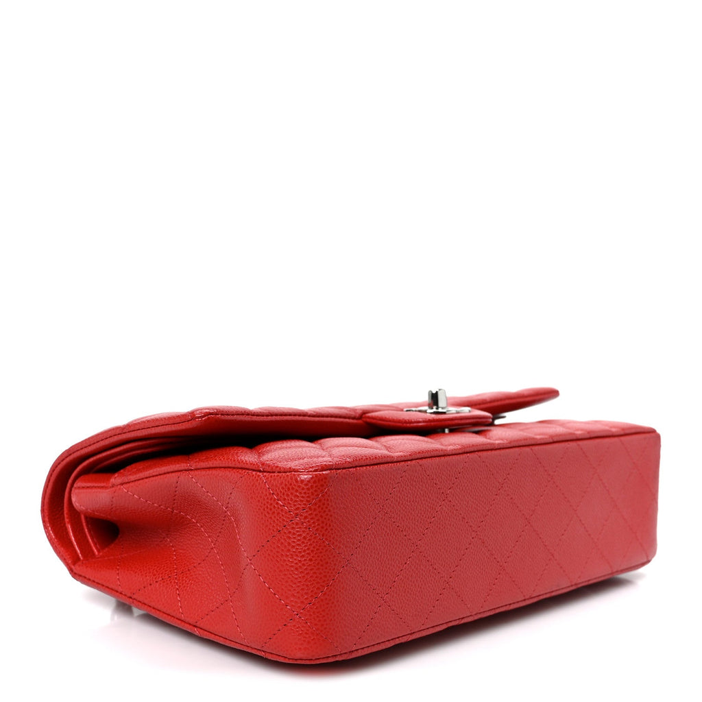 Caviar Quilted Medium Double Flap Red At My store