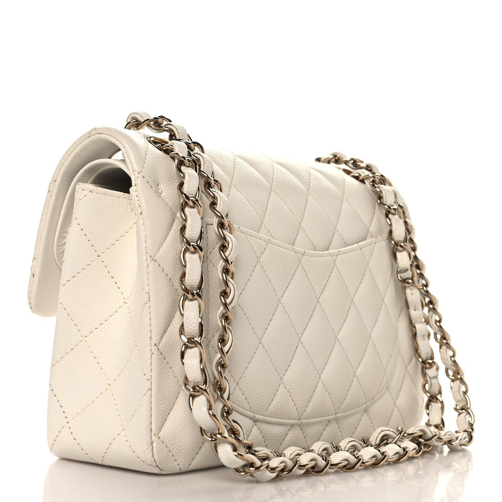 Caviar Quilted Small Double Flap White At My store