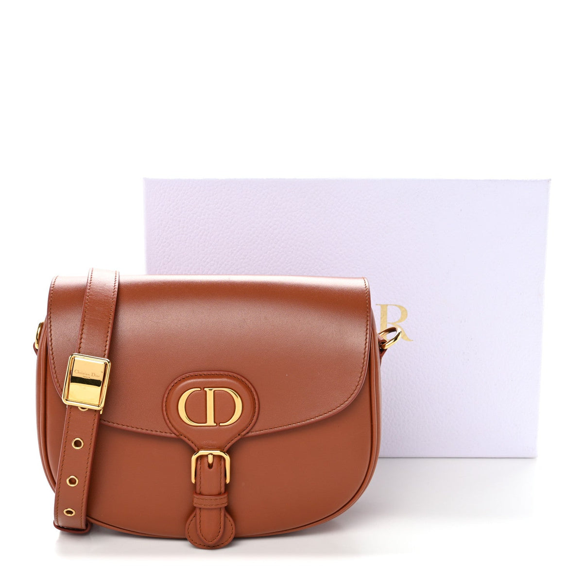 Box Calfskin Medium Bobby Flap Dark Tan AT My store