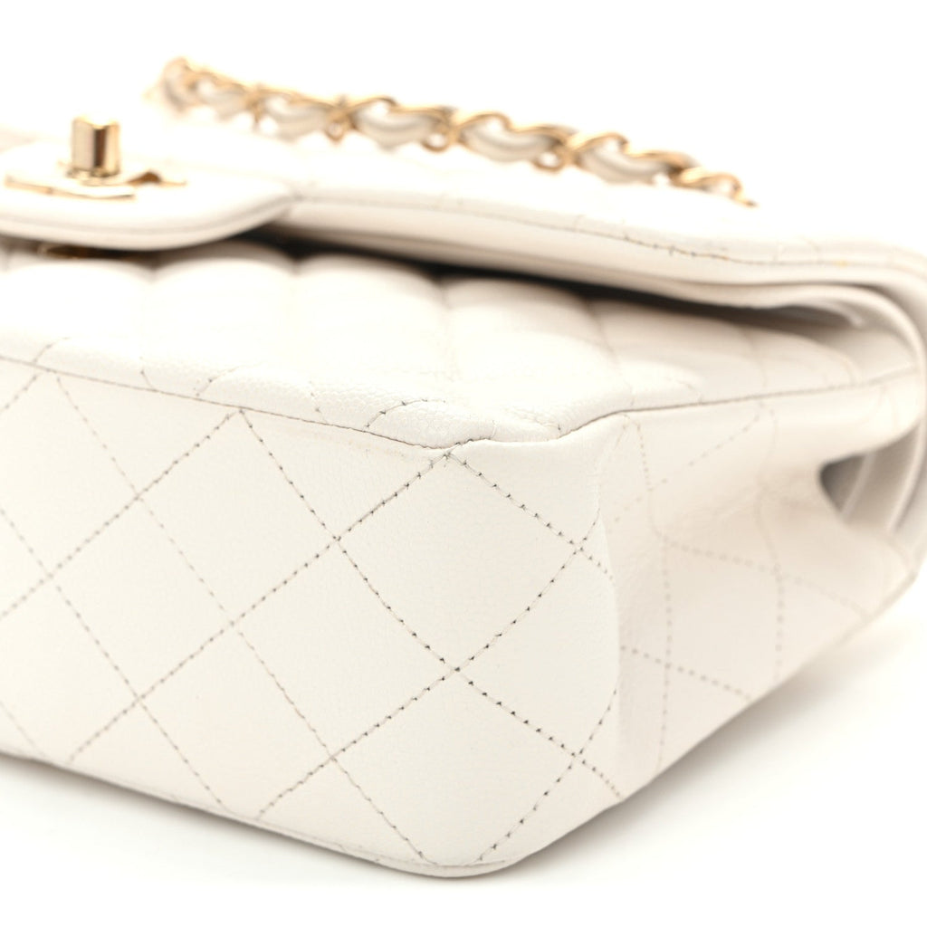 Caviar Quilted Small Double Flap White At My store