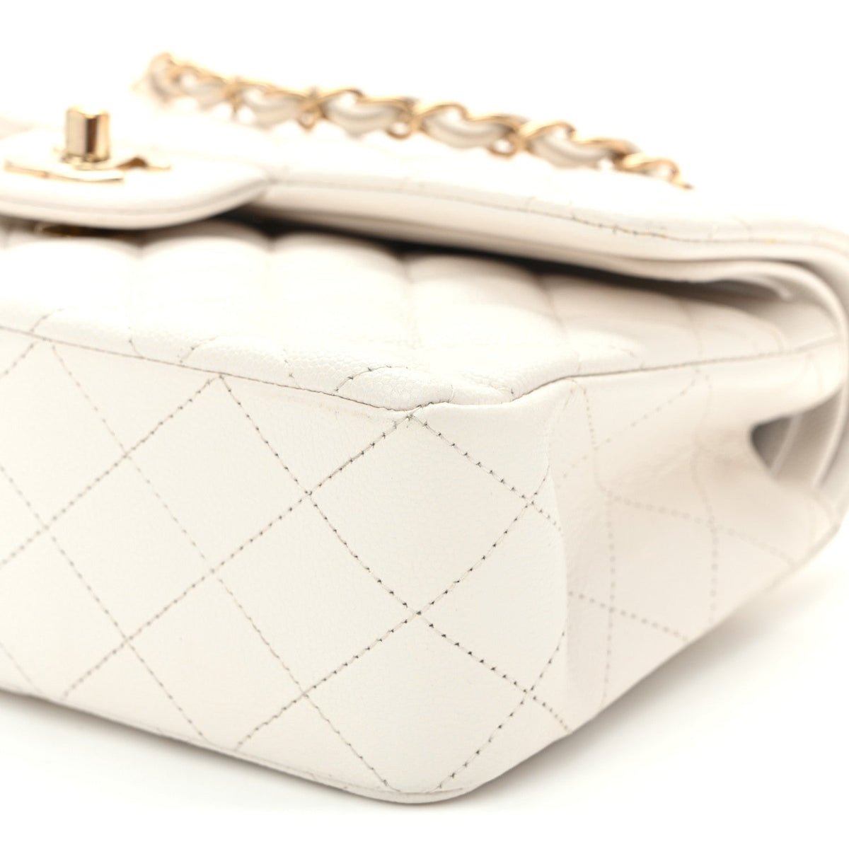 Caviar Quilted Small Double Flap White At My store