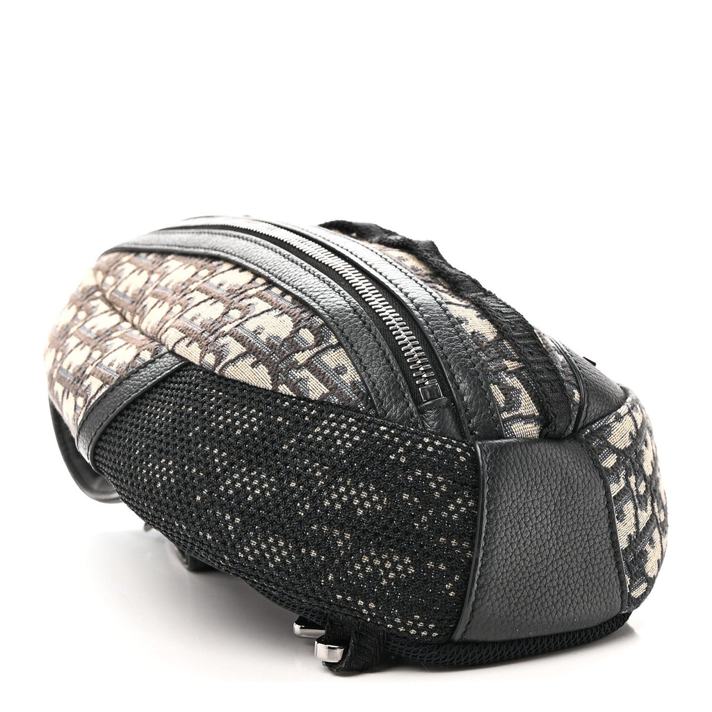 Grained Calfskin Oblique Scarab Sling Bag Blue Black AT My store