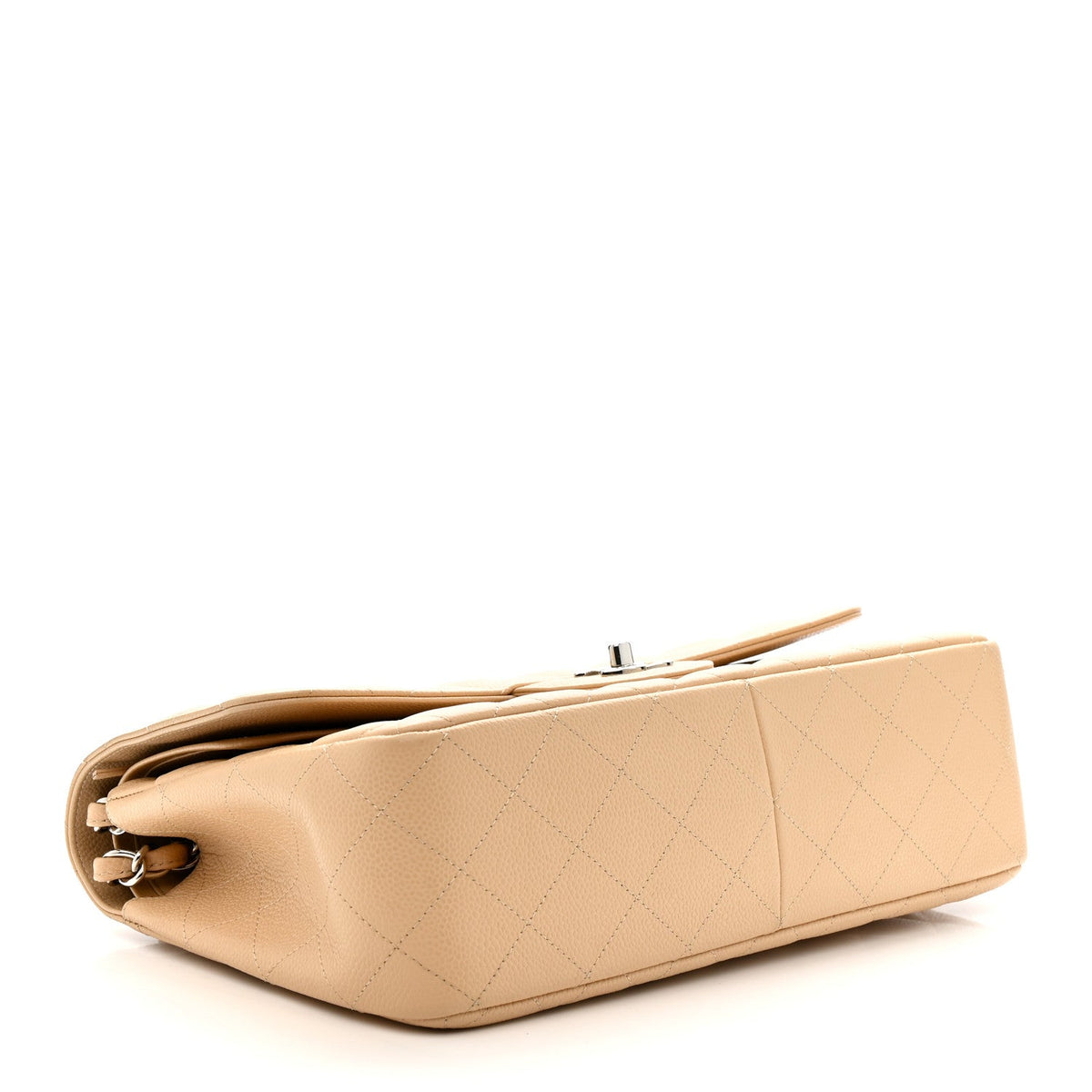 Caviar Quilted Jumbo Double Flap Light Beige At My store