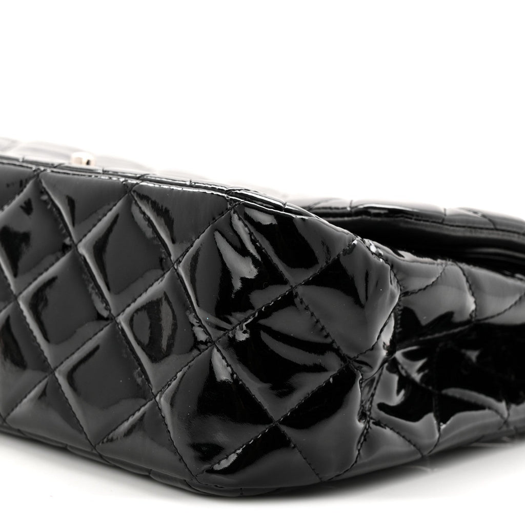 Patent Quilted Jumbo Double Flap Black At My store