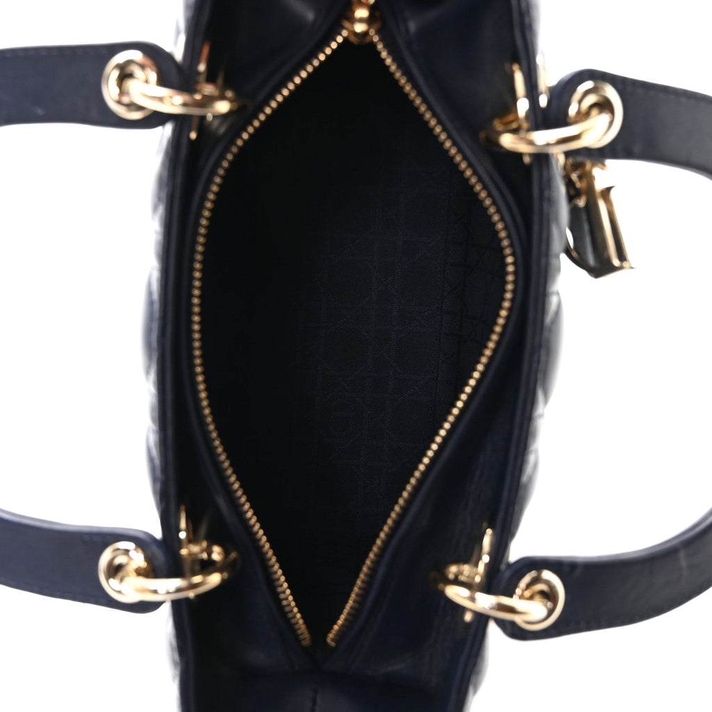 Lambskin Cannage Medium Lady Dior Navy Blue AT My store