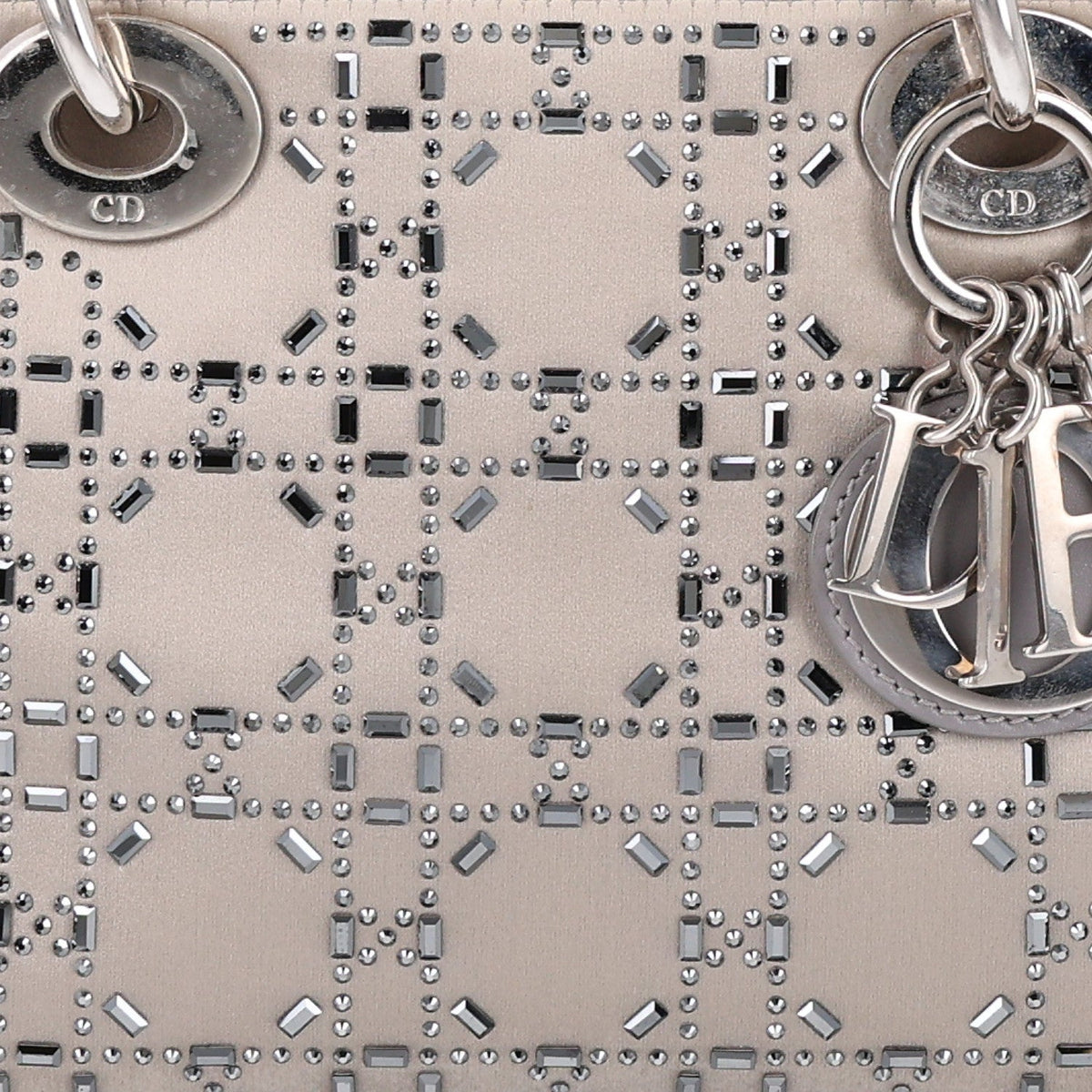 Satin Crystal Cannage Mini Lady Dior Gray AT My store