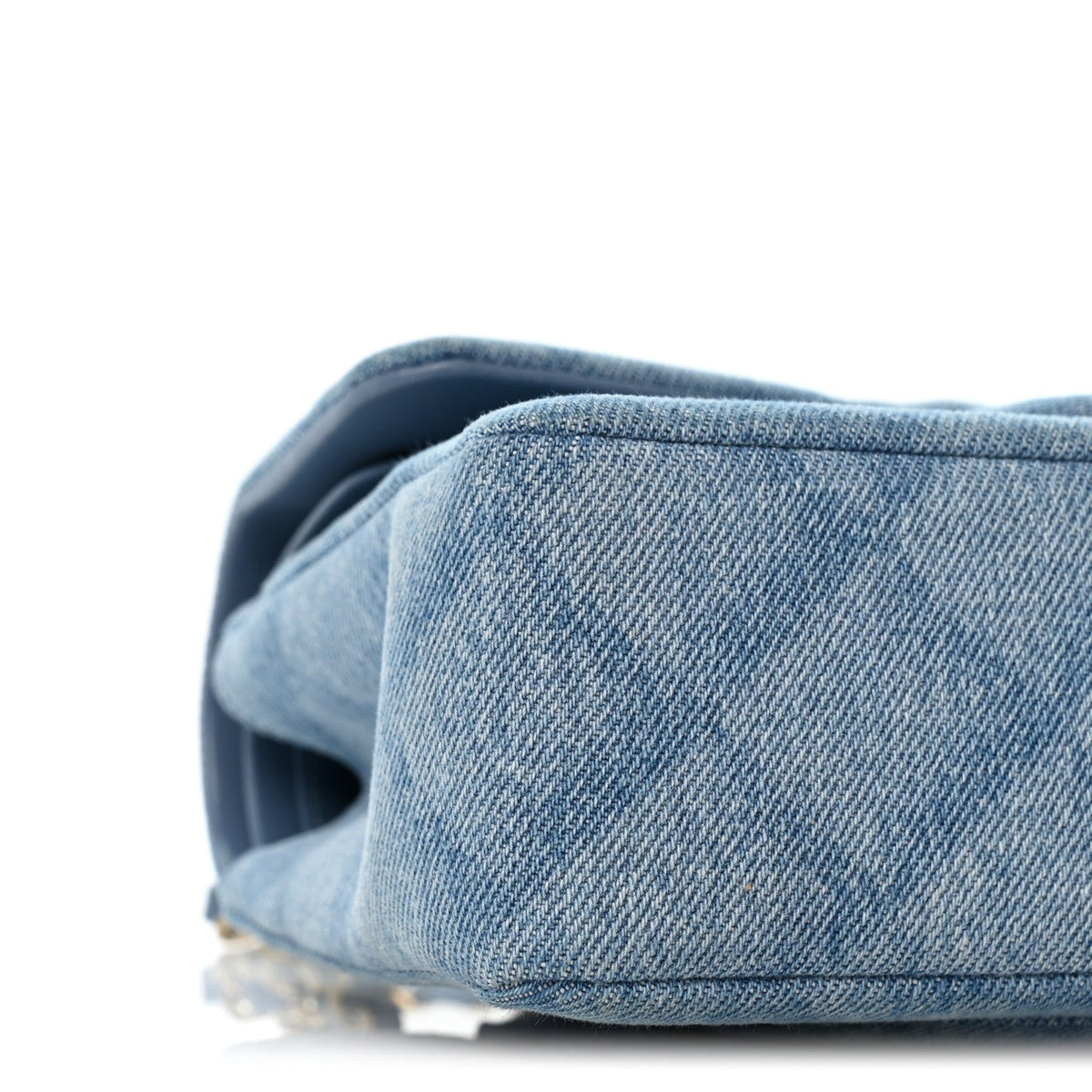Printed Denim Quilted Small Double Flap Light Blue At My store
