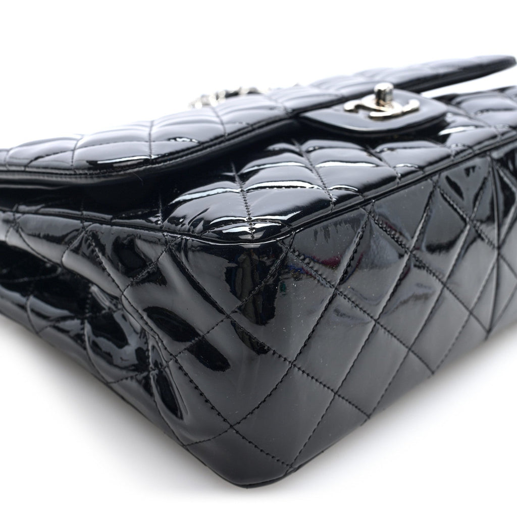 Patent Quilted Jumbo Double Flap Black At My store