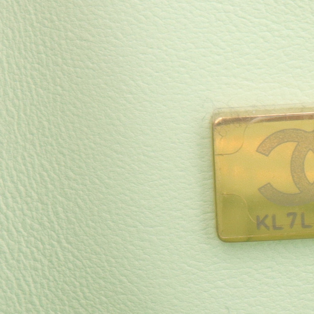 Caviar Quilted Small Double Flap Light Green At My store