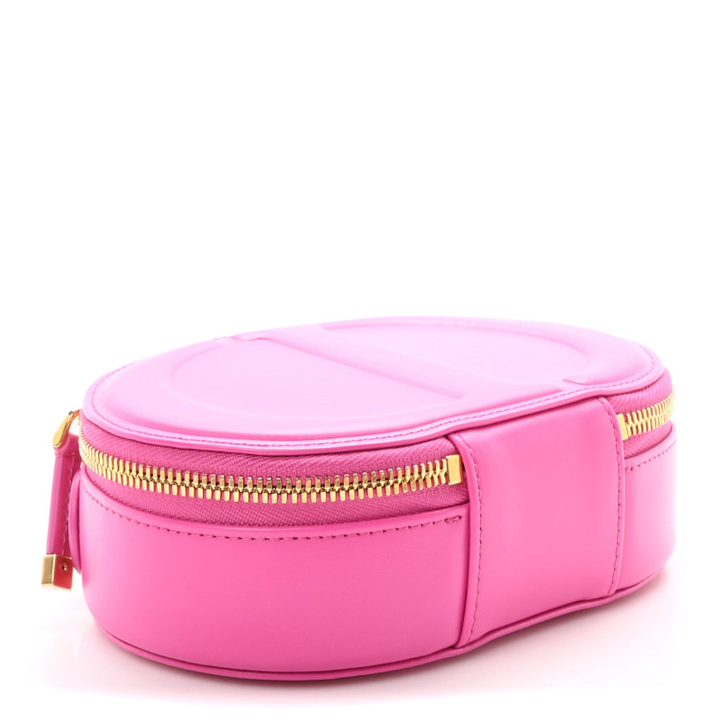 Calfskin CD Signature Oval Crossbody Camera Bag Rani Pink AT My store