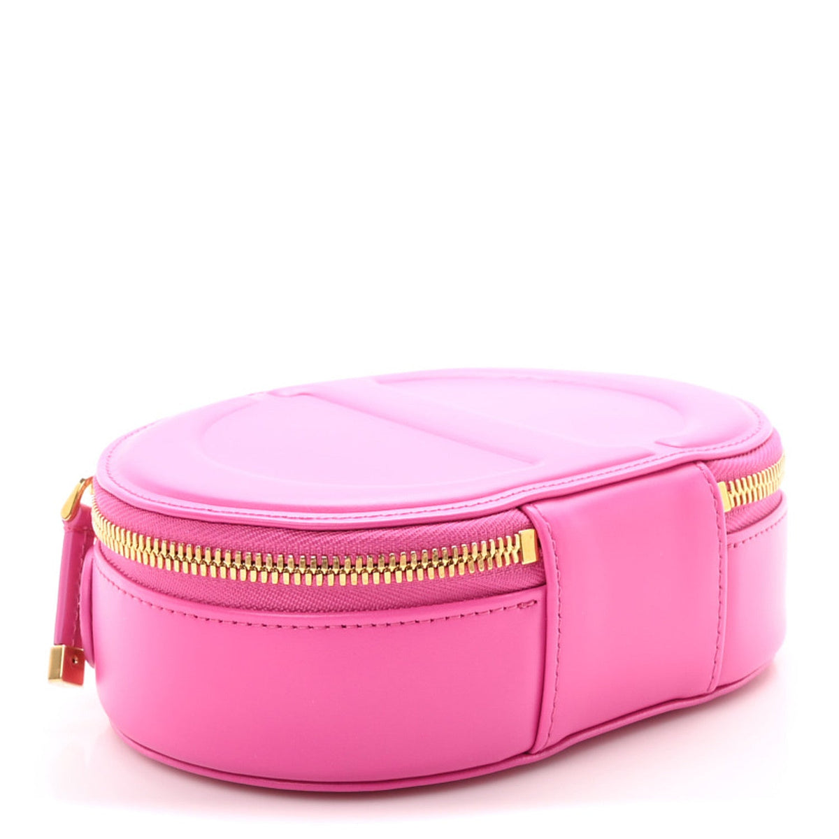 Calfskin CD Signature Oval Crossbody Camera Bag Rani Pink AT My store