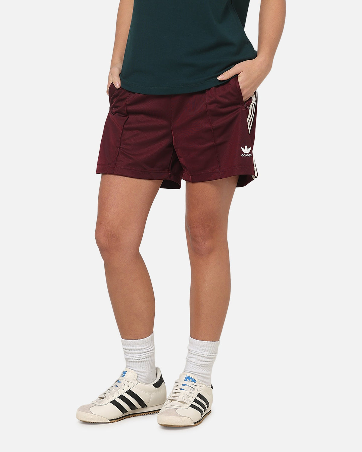 Best-Selling Adidas Women's Firebird Shorts Maroon/Cream