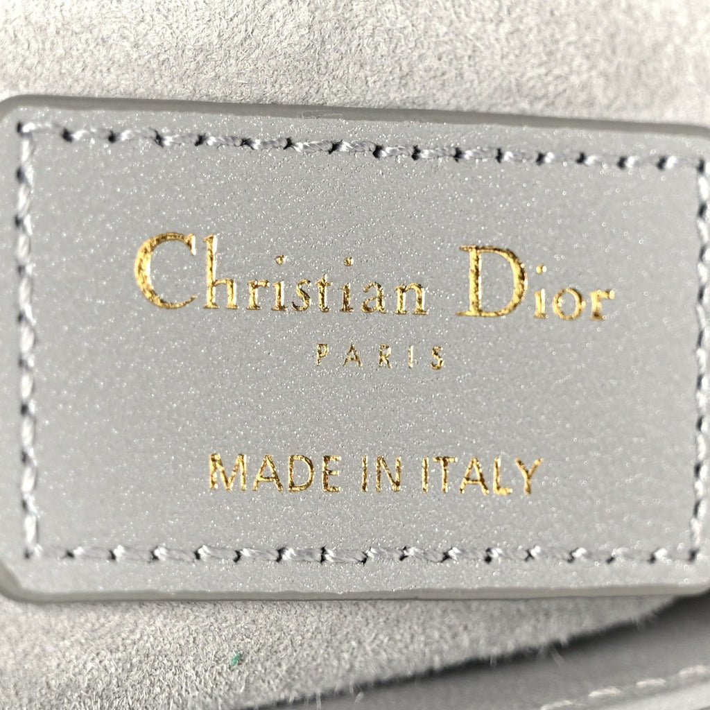 Metallic Lambskin Cannage Mini Lady Dior Grey AT My store