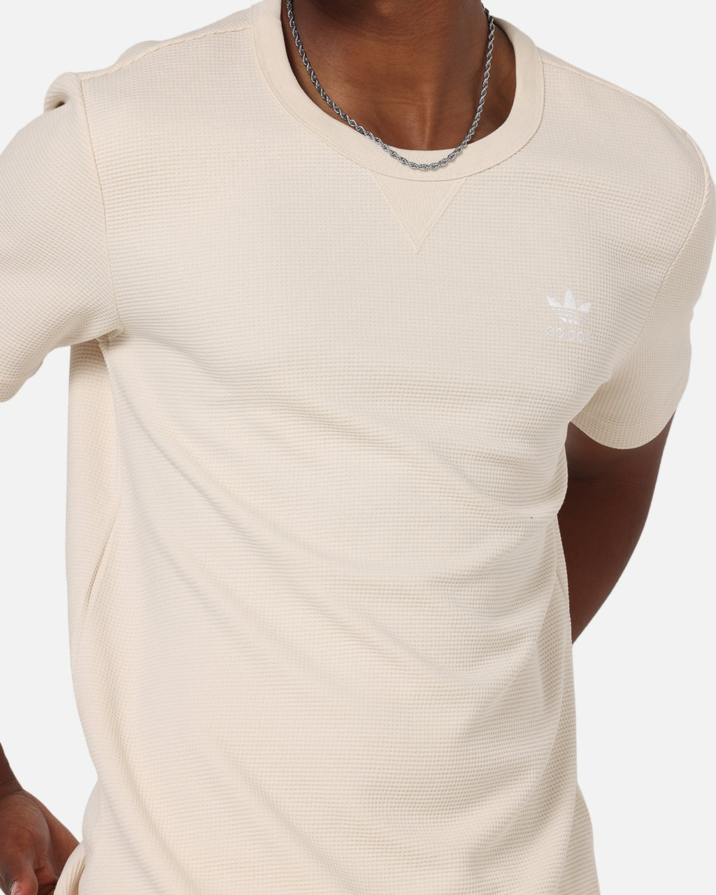 Best-Selling Adidas Trefoil Essentials Waffle T-Shirt Wonder White