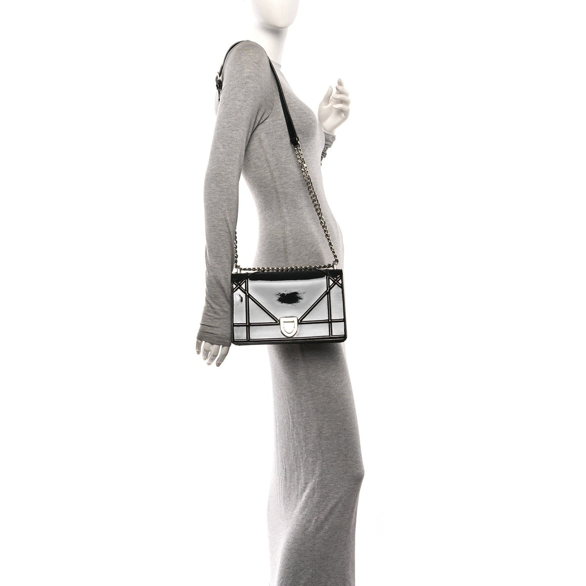 Patent Medium Diorama Flap Bag Black AT My store