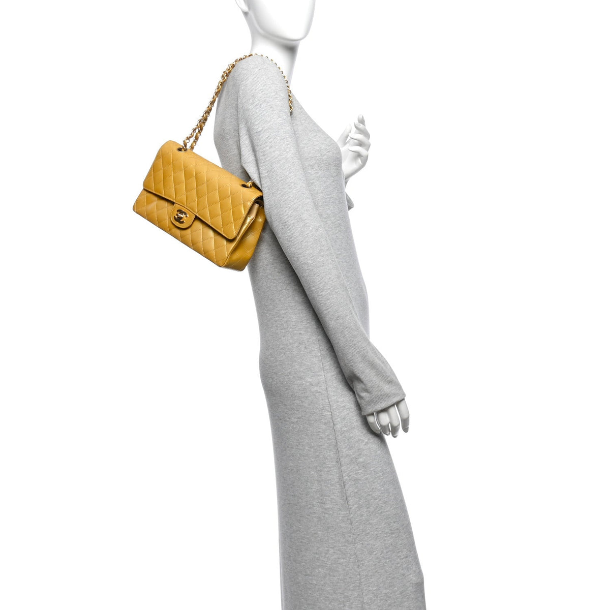 Metallic Patent Quilted Medium Double Flap Gold At My store