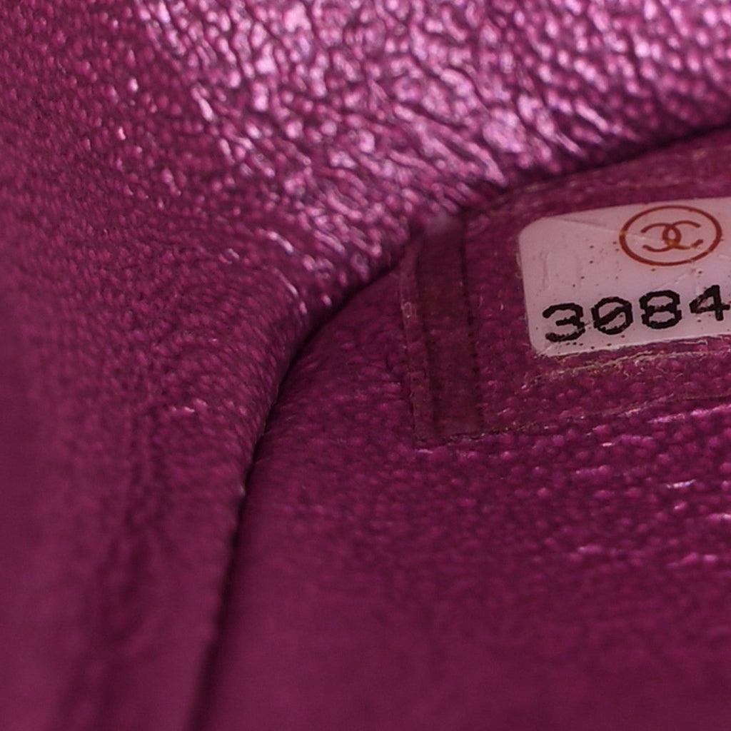 Iridescent Lambskin Quilted Medium Double Flap Purple At My store