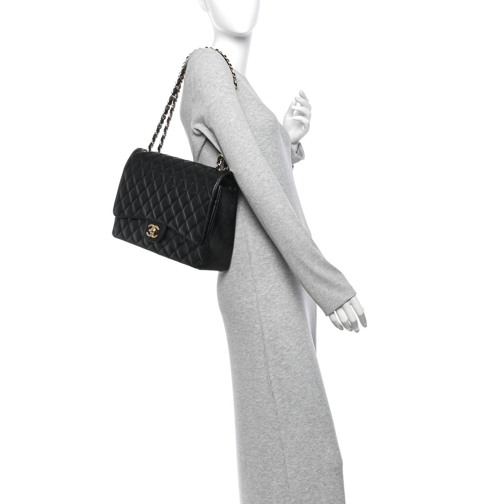 Caviar Quilted Maxi Double Flap Black At My store
