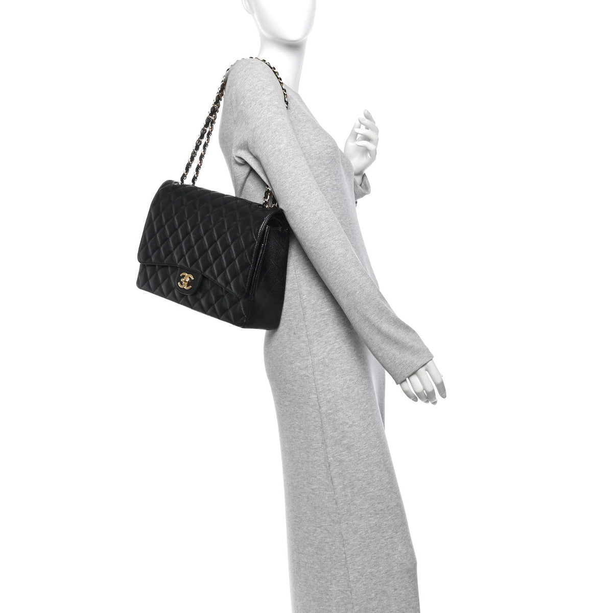 Caviar Quilted Maxi Double Flap Black At My store