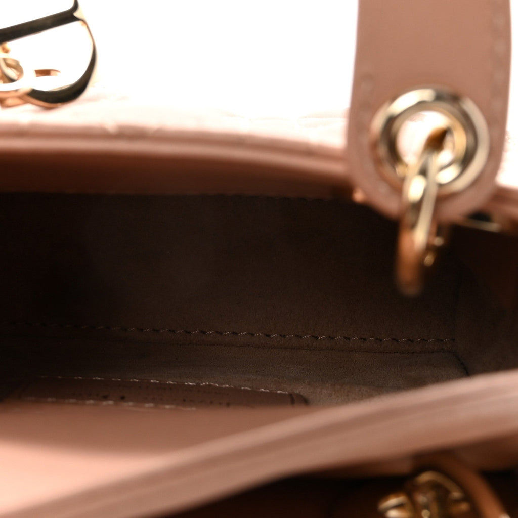 Lambskin Cannage Micro Lady Dior Rose Des Vents AT My store
