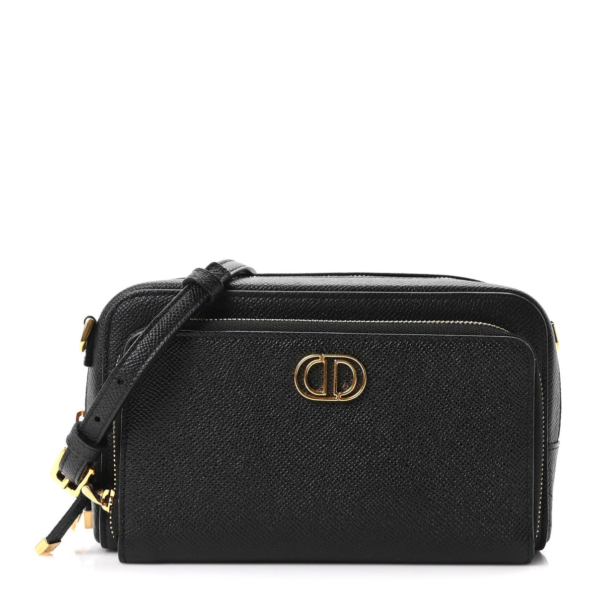 Grained Calfskin Caro Double Pouch Black AT My store