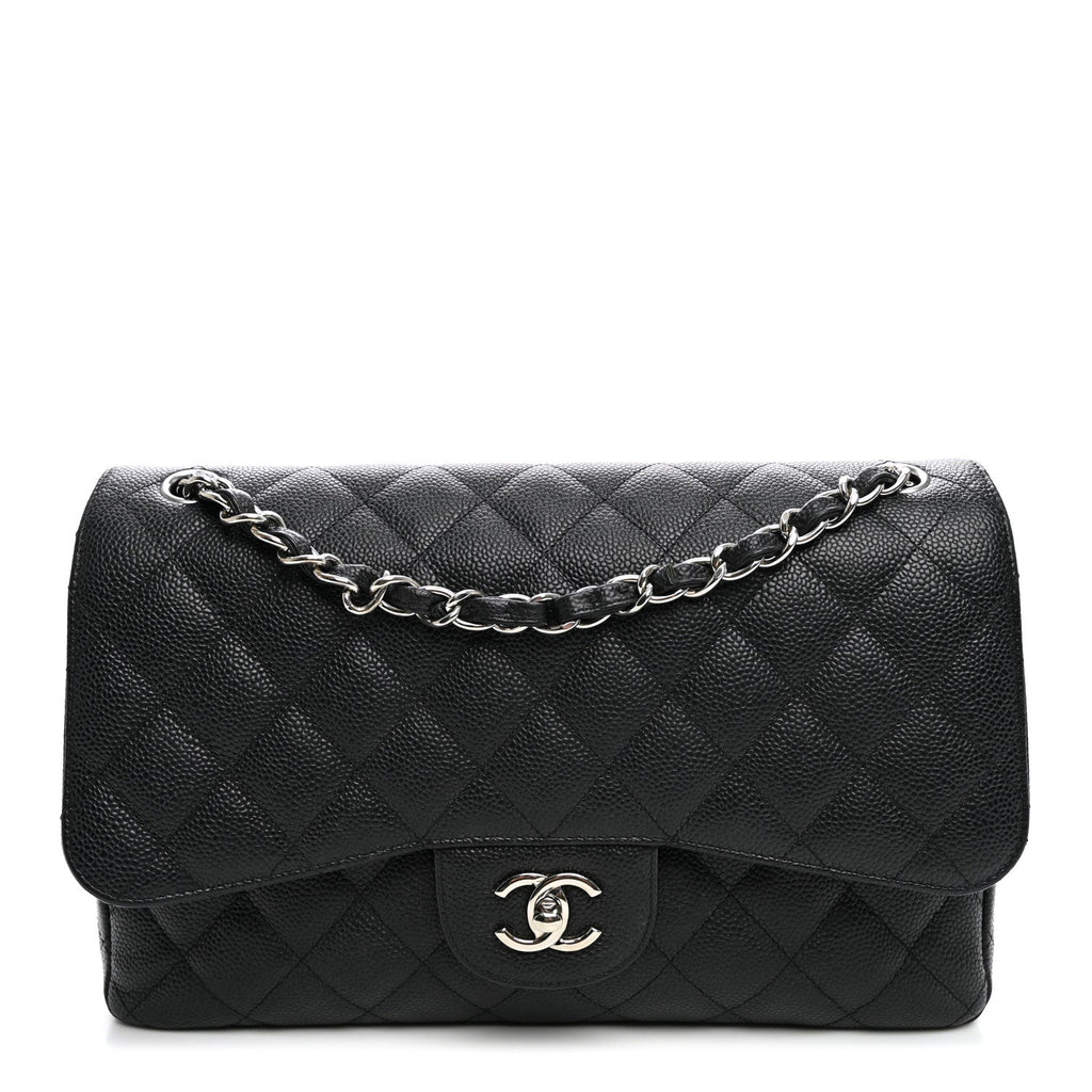 Caviar Quilted Jumbo Double Flap Black At My store