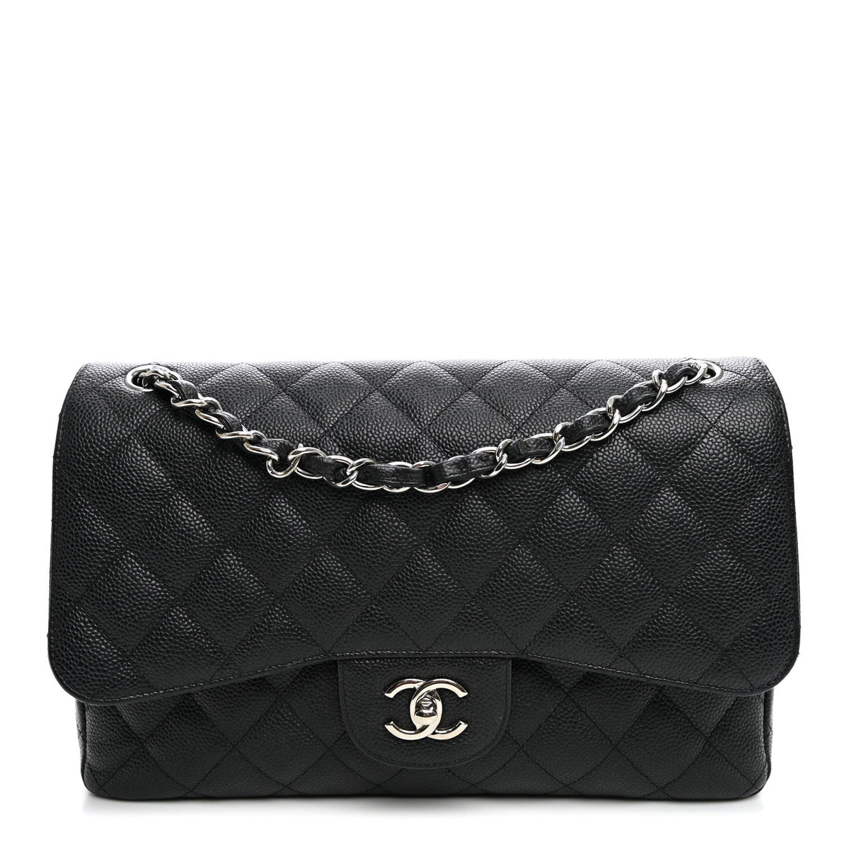 Caviar Quilted Jumbo Double Flap Black At My store