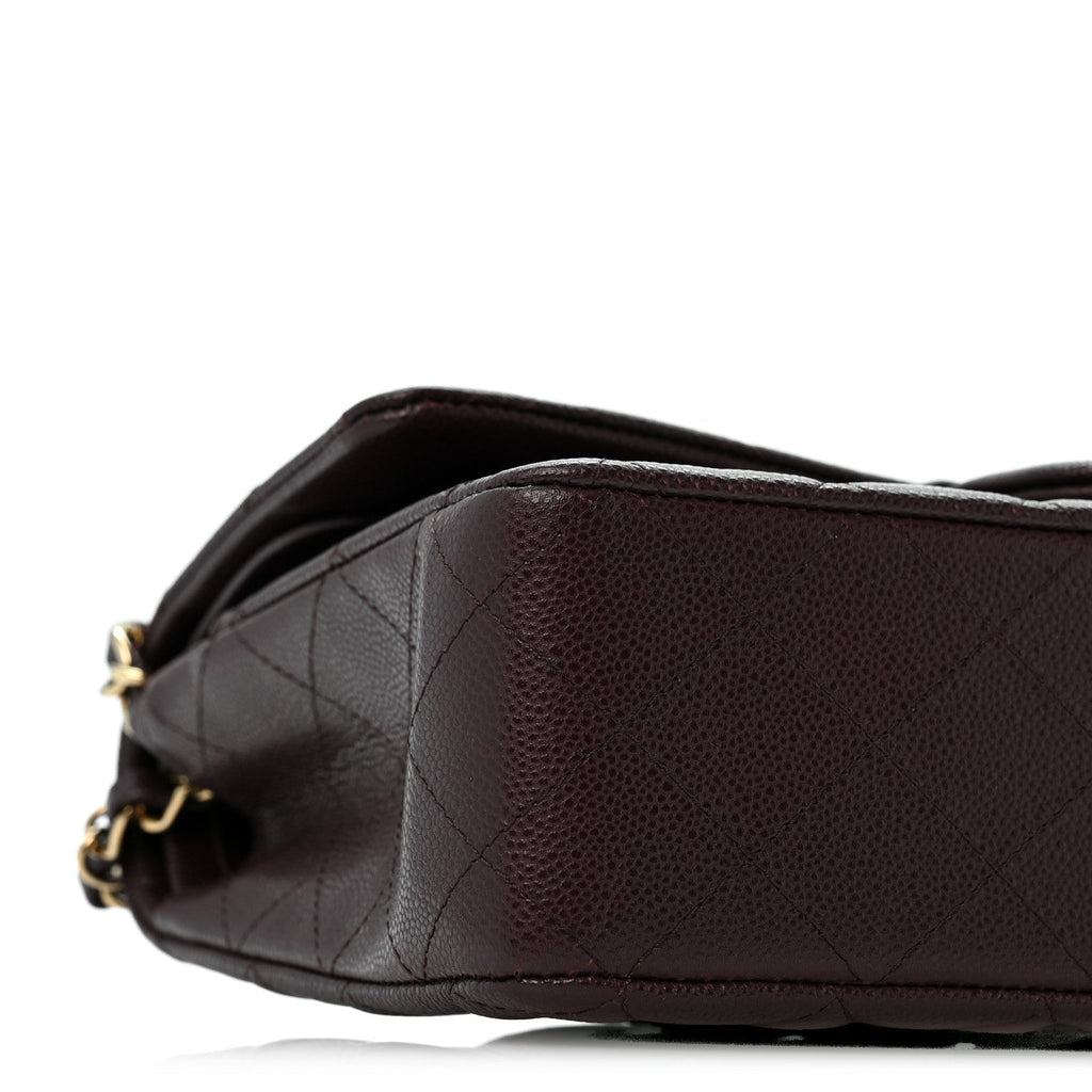 Caviar Quilted Medium Double Flap Dark Brown At My store