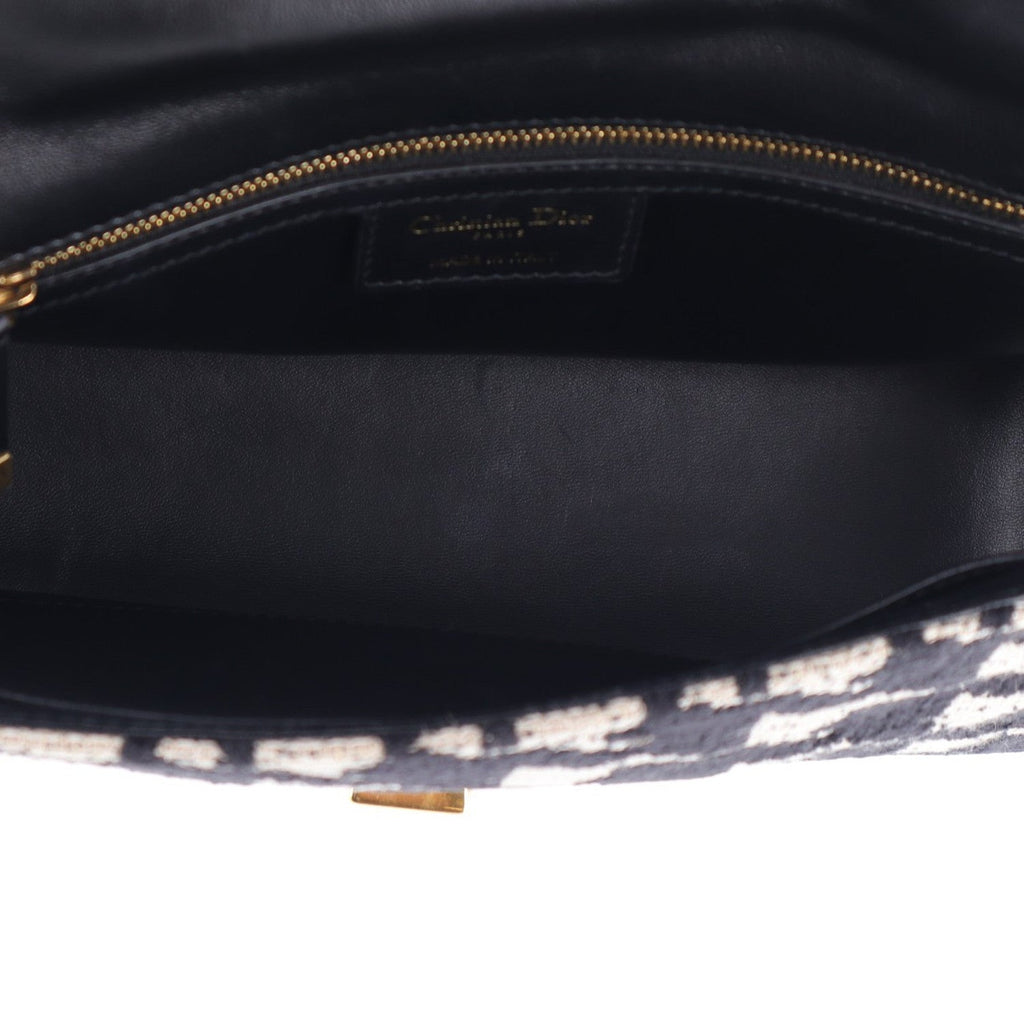 Technical Canvas Macro Houndstooth Medium Caro Bag Black White AT My store