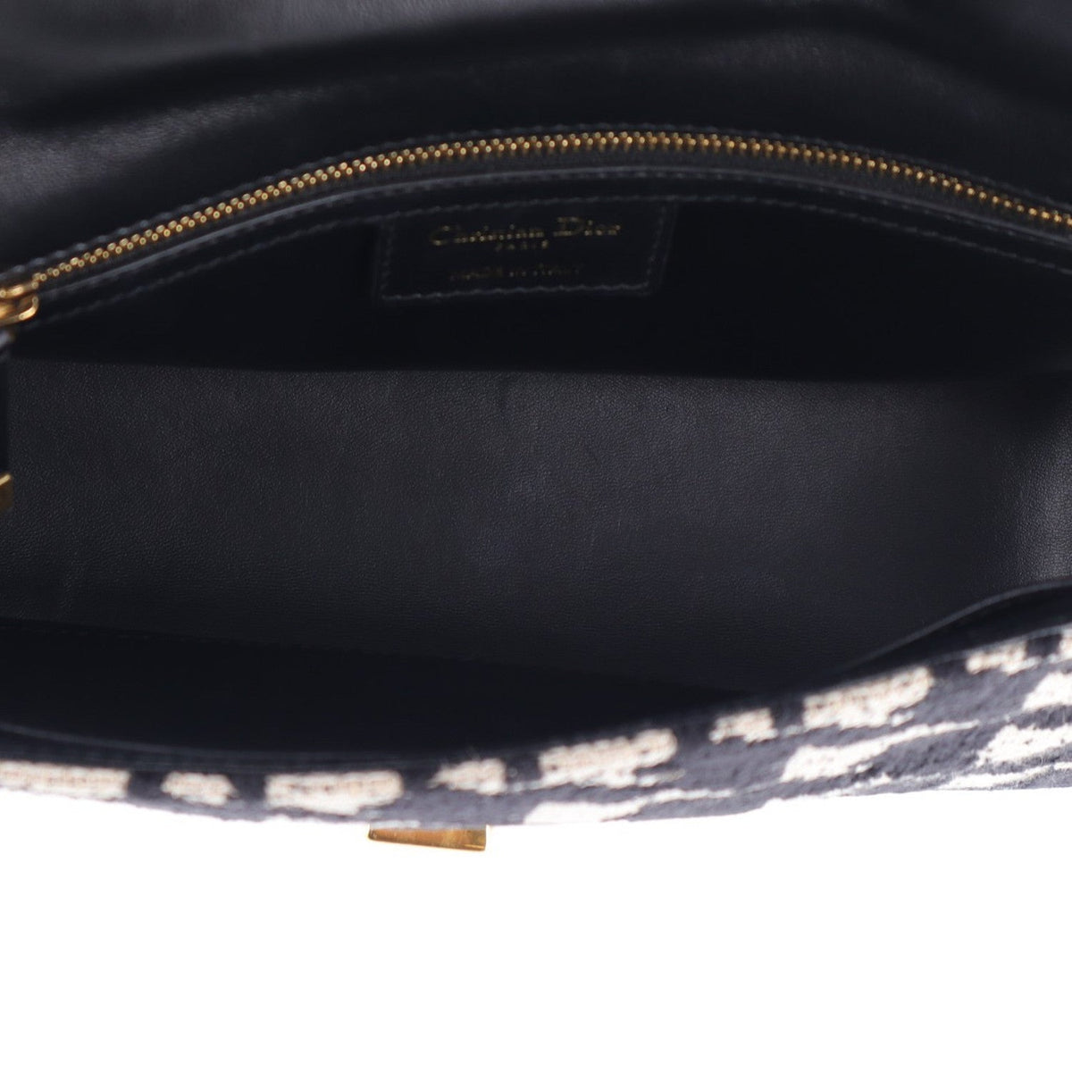 Technical Canvas Macro Houndstooth Medium Caro Bag Black White AT My store