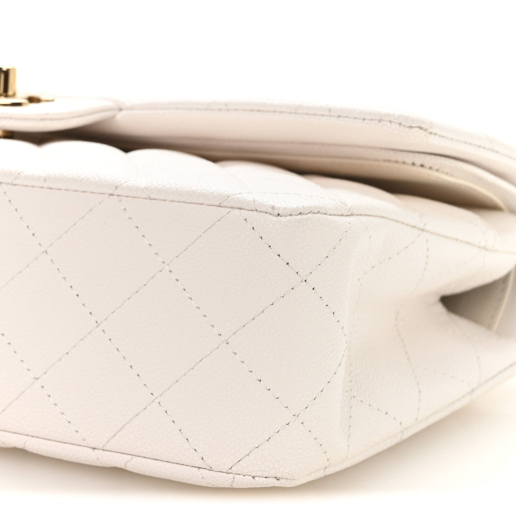 Caviar Quilted Medium Double Flap White At My store
