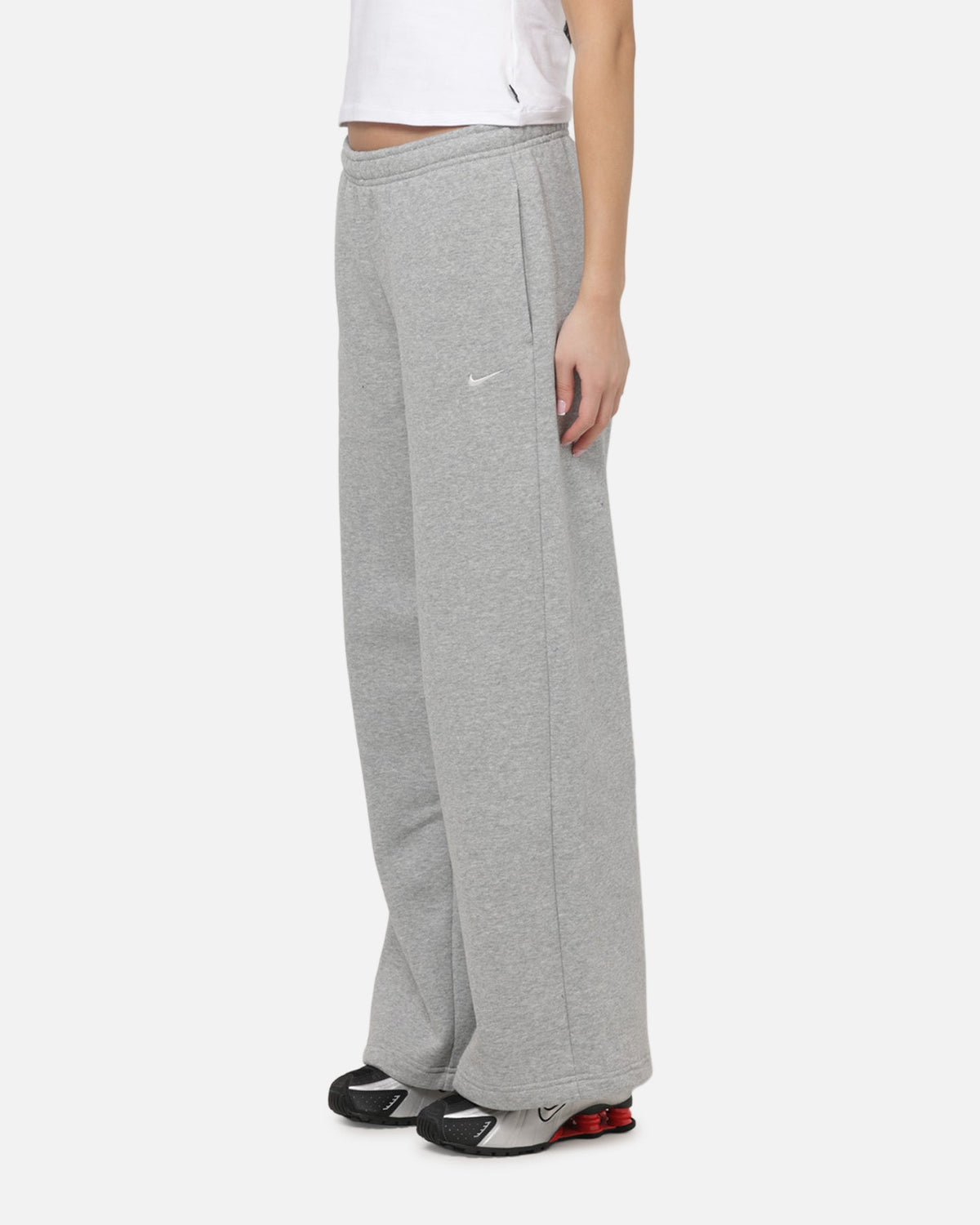 Top Seller Nike Women's Studio Fleece Medium Weight Mid-Rise Wide-Leg Pants Dark Grey Heather