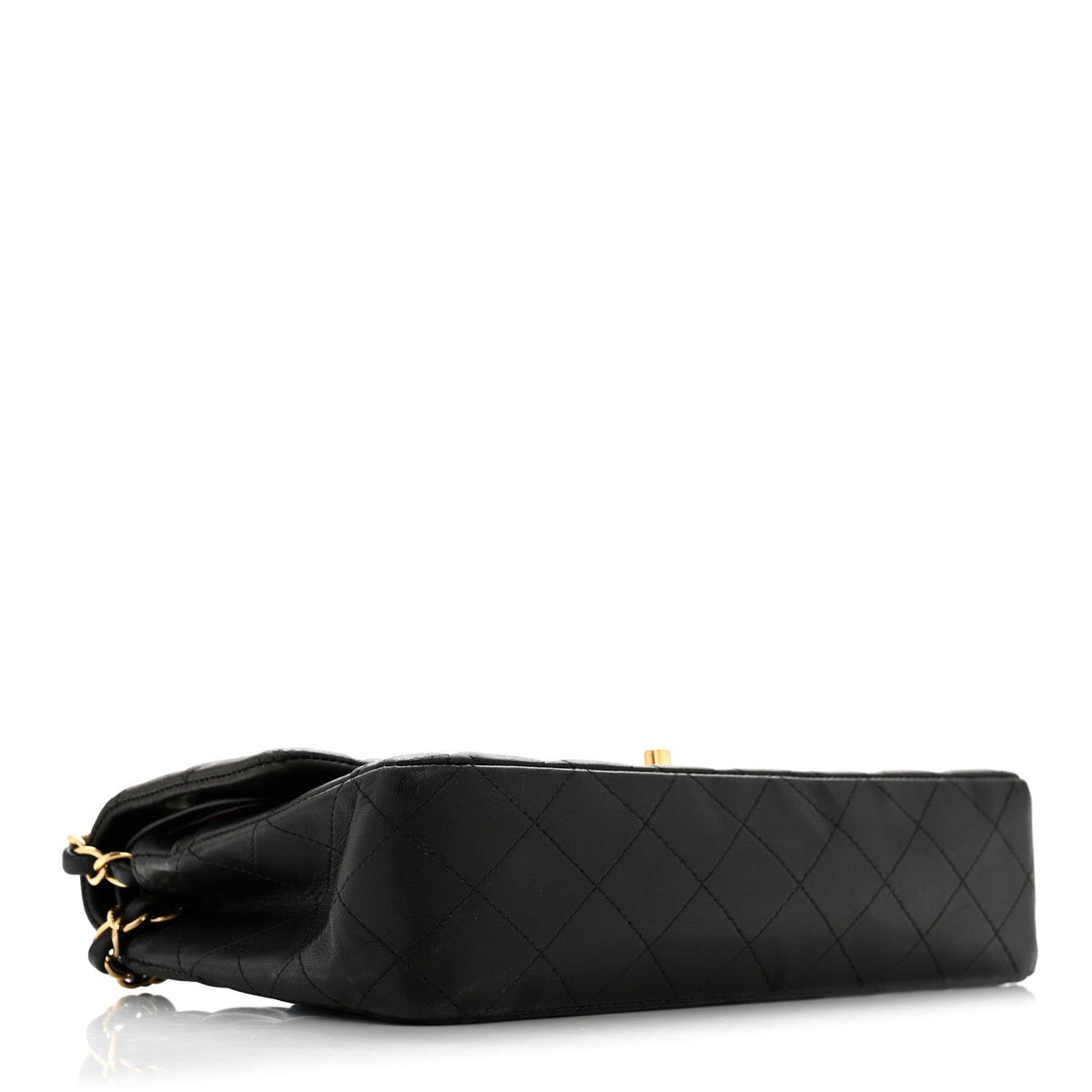 Lambskin Quilted Medium Double Flap Black At My store