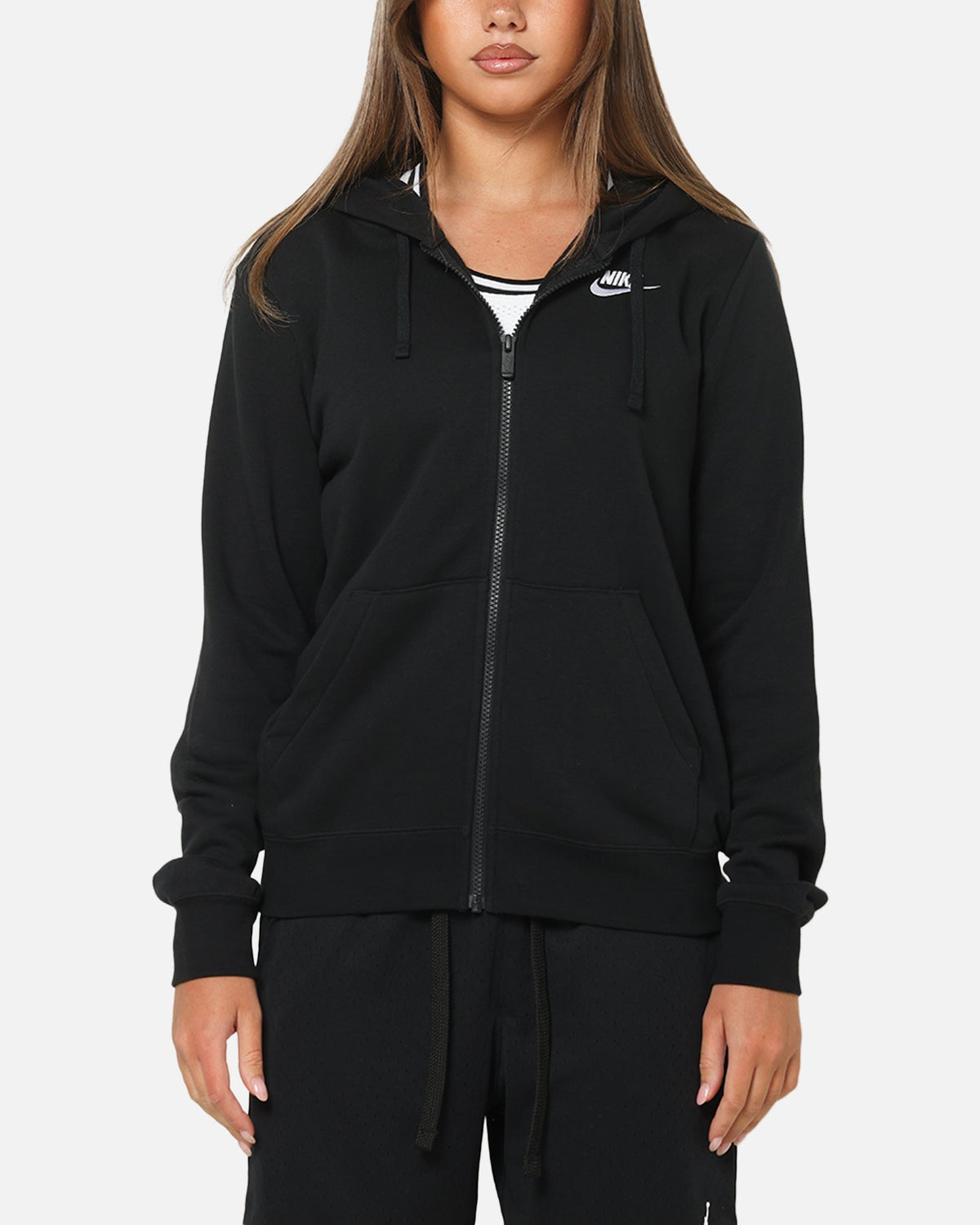 Top Seller Nike Women's Sportswear Club Fleece Full-Zip Hoodie Black/White